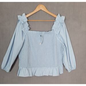 The Drop Women's Plus Size Marisol Long-Sleeve Ruffle Smocked Top Size 3X